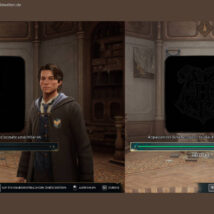 Bildvergleich im Computerspiel Hogwartz Legacy 2023 mit zwei Helligkeitswerten (zu dunkel, gut beleuchtet)