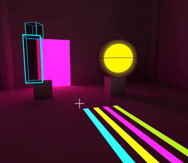3D Szene meines Unity Game Drop 3 mit poppigen Farben